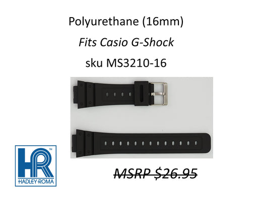 MS3210 Black Polyurethane Watch Strap 16mm - Default Title