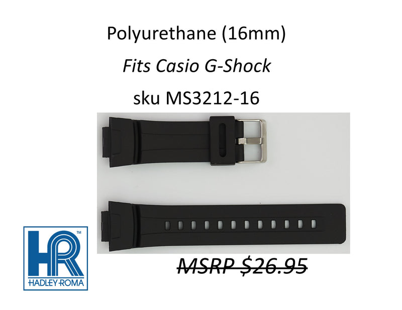 MS3212 Black Polyurethane Watch Strap 16mm - Default Title