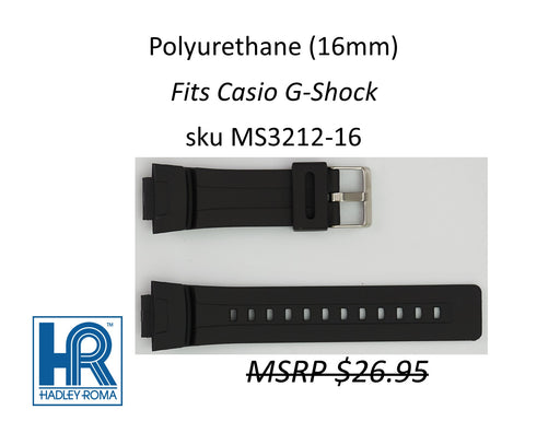MS3212 Black Polyurethane Watch Strap 16mm - Default Title