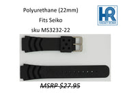 MS3232 Polyurethane Watch Strap Black - 22mm