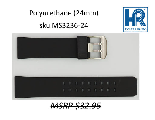 MS3236 Black Polyurethane Watch Strap 24mm - Default Title