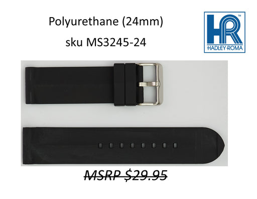 MS3245 Black Polyurethane Watch Strap 24mm - Default Title