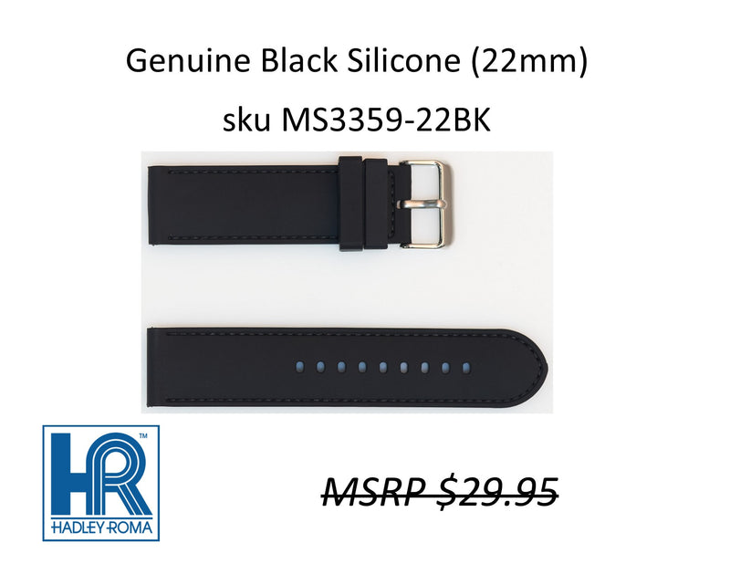 MS3359 Genuine Silicone Watch Strap Black - 22mm