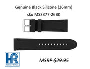 MS3377 Genuine Silicone Watch Strap - 26mm - Black