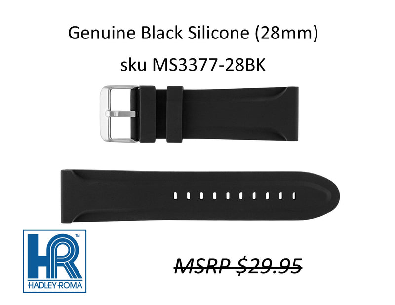 MS3377 Genuine Silicone Watch Strap - 28mm - Black