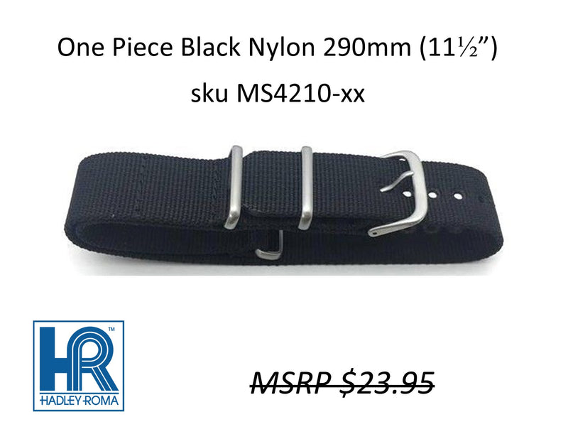 MS4210 Nylon One-Piece Watch Strap - 18mm - Black