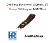 MS4220 Nylon w/ Stitching One-Piece Watch Strap - 20mm - Orange