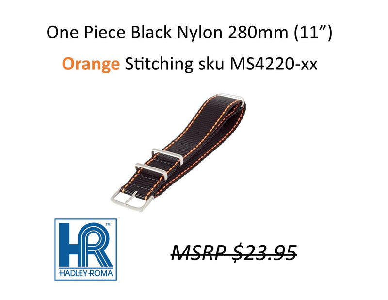 MS4220 Nylon w/ Stitching One-Piece Watch Strap - 20mm - Orange