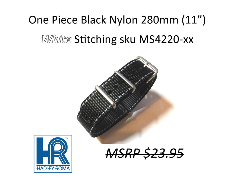 MS4220 Nylon w/ Stitching One-Piece Watch Strap - 20mm - White