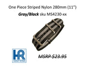 MS4230 Striped Nylon One-Piece Watch Strap - 18mm - Black/Gray