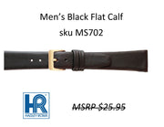 MS702 Flat Calf Watch Strap - 16mm - Black