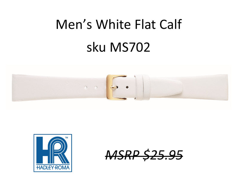 MS702 Flat Calf Watch Strap - 16mm - White