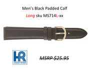 MS714L Padded Calf Watch Strap LONG - 18mm - Black