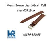 MS716 Italian Leather Lizard Grain Watch Strap - 16mm - Brown