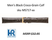 MS717 Croco-Grain Calf Watch Strap - 16mm - Black