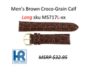 MS717L Croco-Grain Calf Watch Strap LONG - 18mm - Brown