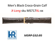 MS717XL Croco-Grain Calf Watch Strap X-LONG - 18mm - Black