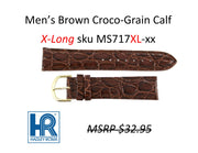 MS717XL Croco-Grain Calf Watch Strap X-LONG - 18mm - Brown