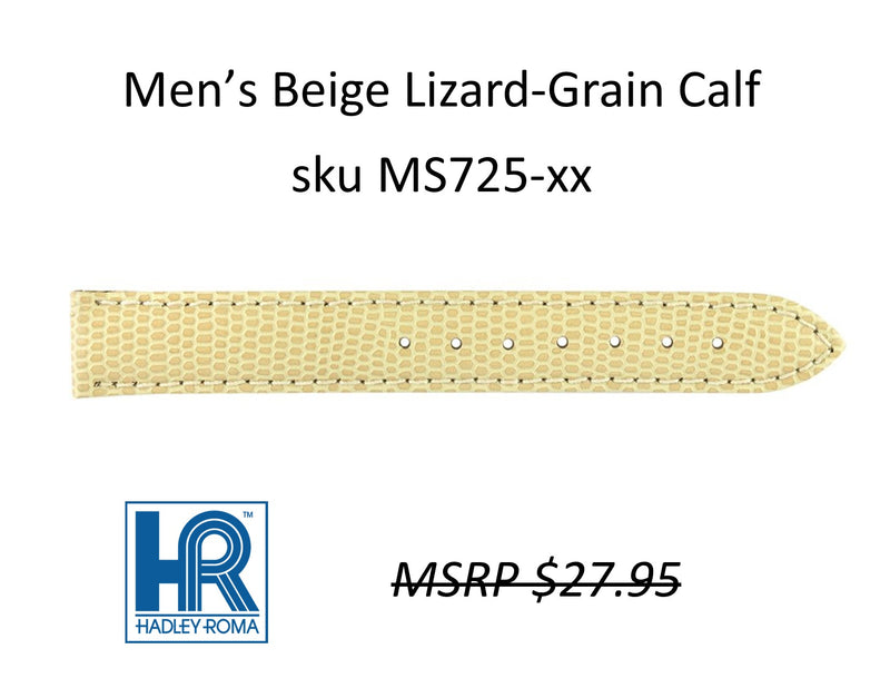 LS725 Java Lizard Grain Watch Strap - 18mm - Beige