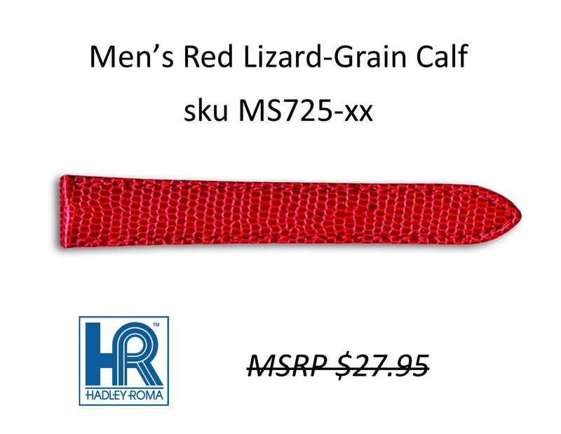LS725 Java Lizard Grain Watch Strap - 18mm - Red