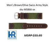 MS866 Swiss-Army Style Watch Strap - 18mm - Brown/Olive