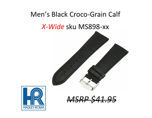 MS898 Alligator-Grain Calf Watch Strap - 18mm - Black