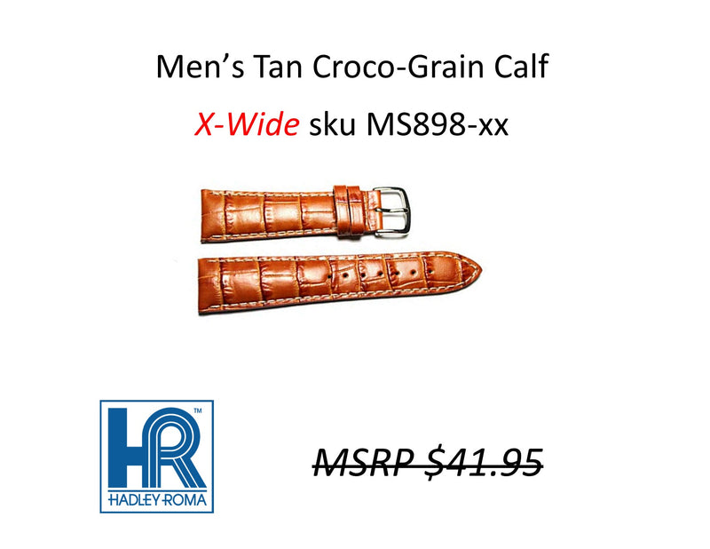 MS898 Alligator-Grain Calf Watch Strap - 18mm - Tan