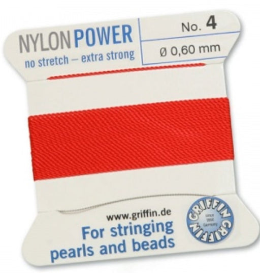 Nylon Bead Cord Red #4 - Default Title