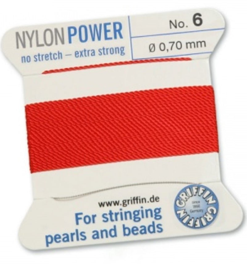 Nylon Bead Cord Red #6 - Default Title