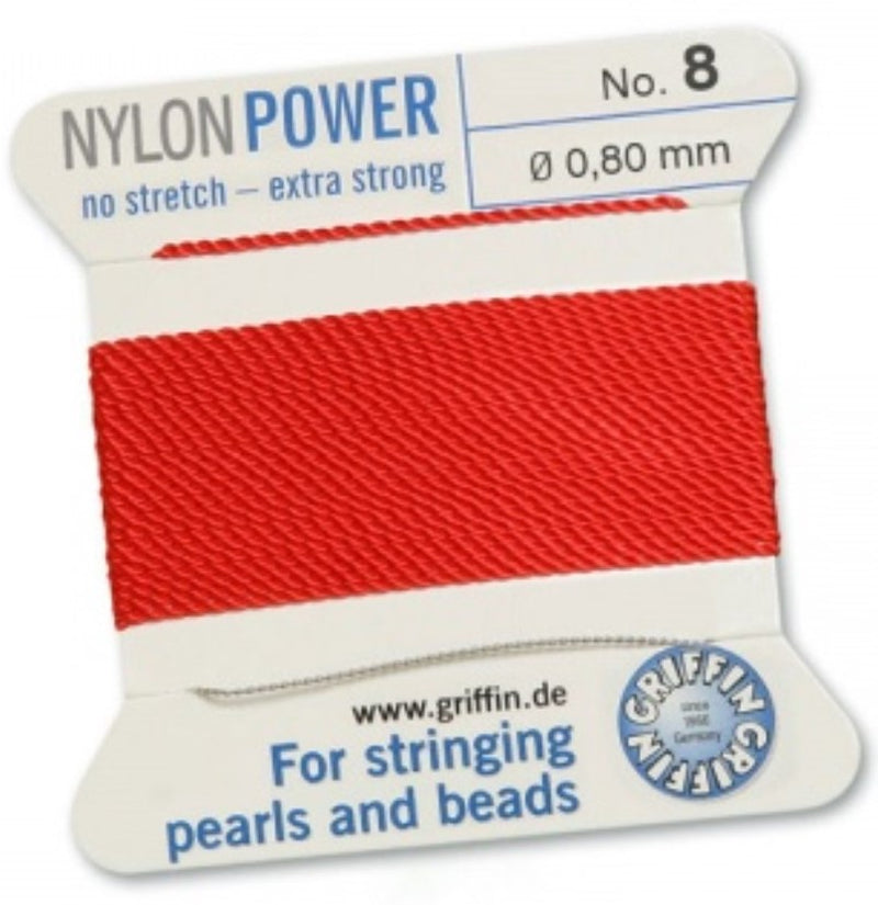 Nylon Bead Cord Red #8 - Default Title