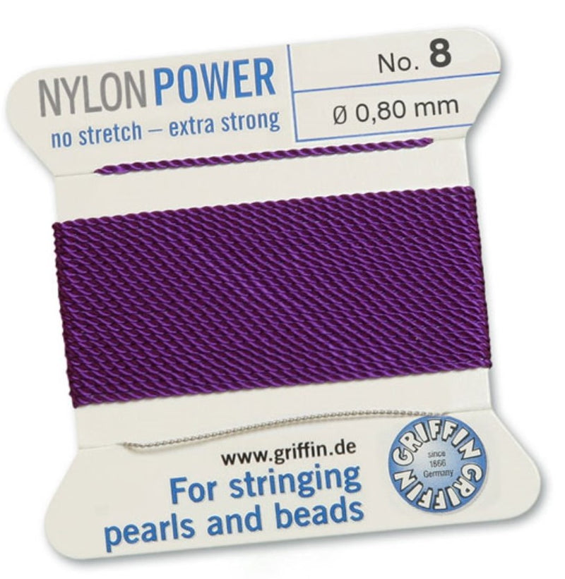 Nylon Bead Cord Amethyst #8 - Default Title