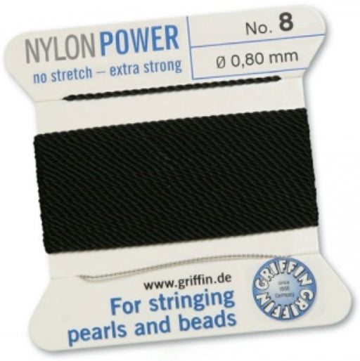 Nylon Bead Cord Black #8 - Default Title