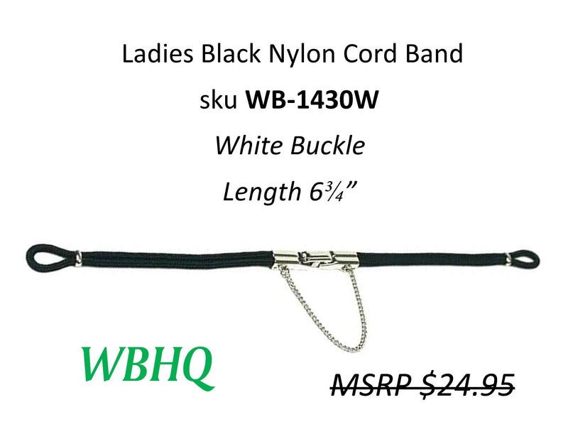 WB-1430W Ladies Nylon Cord Watch Strap White Buckle - 6-3/4" - Default Title