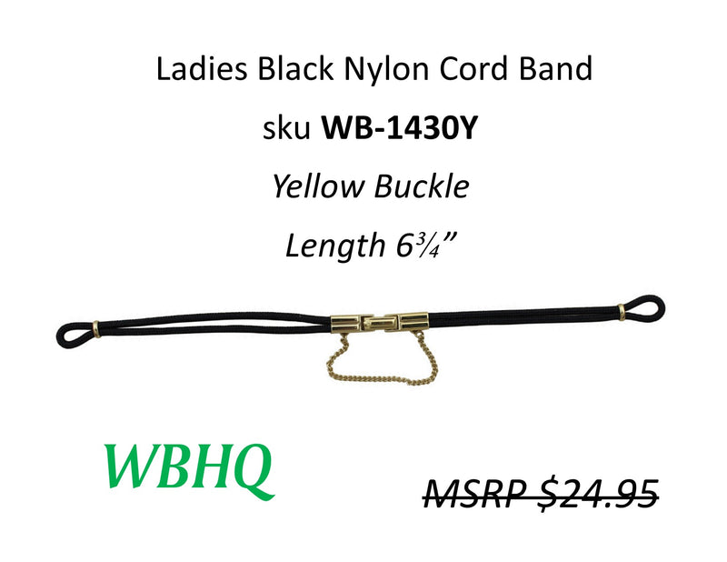 WB-1430Y Ladies Nylon Cord Watch Strap Yellow Buckle - 6-3/4" - Default Title