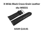 WB331 Wide Croco-Grain Calf Watch Strap - Men's - 22mm - Black