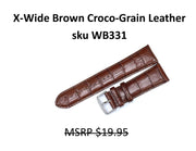 WB331 Wide Croco-Grain Calf Watch Strap - Men's - 22mm - Brown