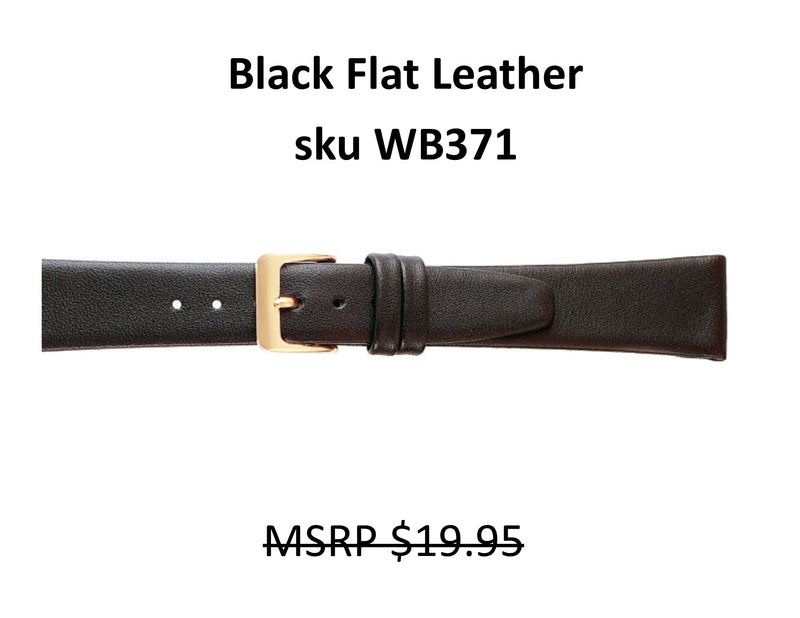 WB371 Flat Calf Watch Strap - Men's - 18mm - Black