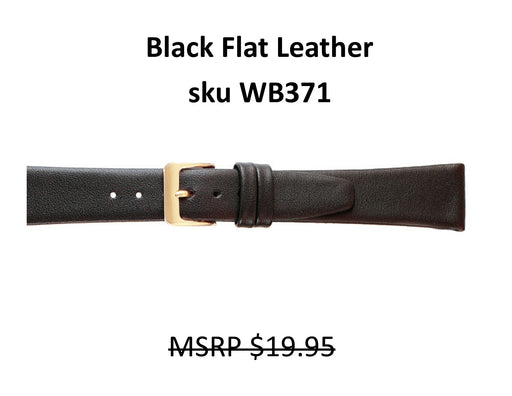 WB371 Flat Calf Watch Strap - Men's - 18mm - Black