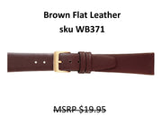 WB371 Flat Calf Watch Strap - Ladies - 12mm - Brown