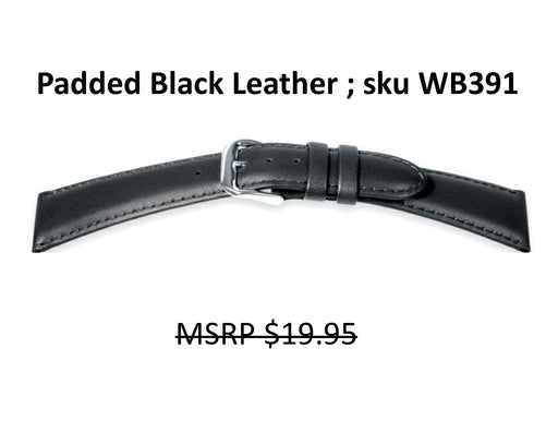 WB391 Padded Calf Watch Strap - Ladies - 12mm - Black