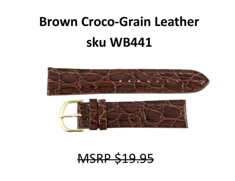 WB441 Croco-Grain Calf Watch Strap - Ladies - 12mm - Brown