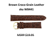WB441 Croco-Grain Calf Watch Strap - Men's - 18mm - Brown